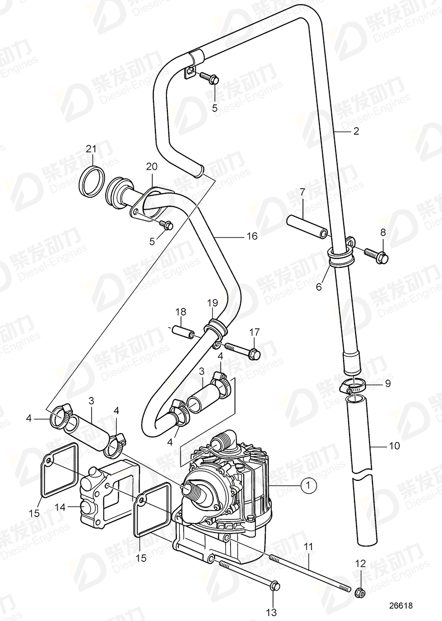 volvo penta Pipe 21361377 Drawing volvo penta Pipe 21361377 Drawing